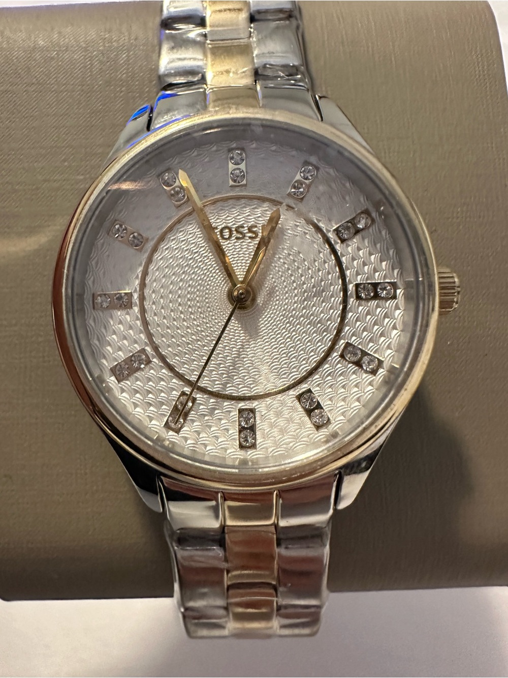 Fossil Two-Tone Silver and Gold Crystal Accent Women’s Bracelet Watch